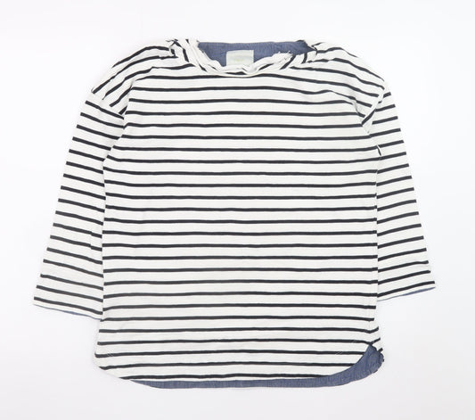 Next Women’s White Black Striped Cotton 3/4 Sleeve T-Shirt Size 10