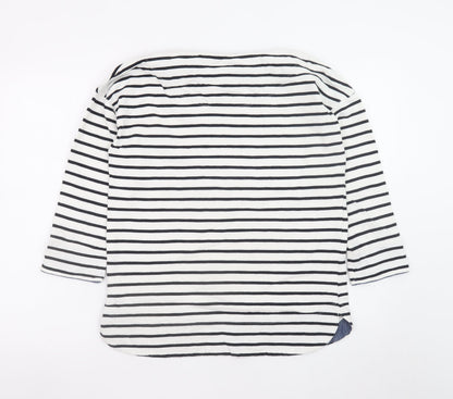 Next Women’s White Black Striped Cotton 3/4 Sleeve T-Shirt Size 10