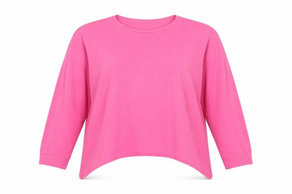ZARA Trafaluc Women Pink Long Sleeve Cotton Basic T-Shirt L