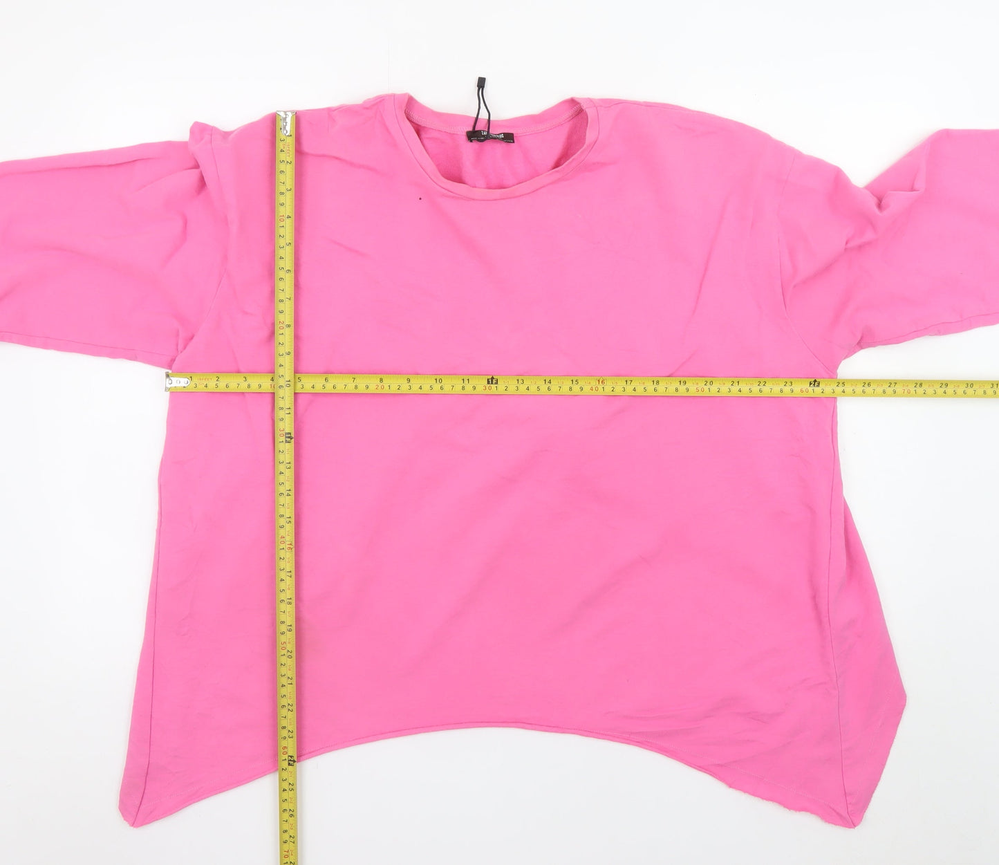 ZARA Trafaluc Women Pink Long Sleeve Cotton Basic T-Shirt L