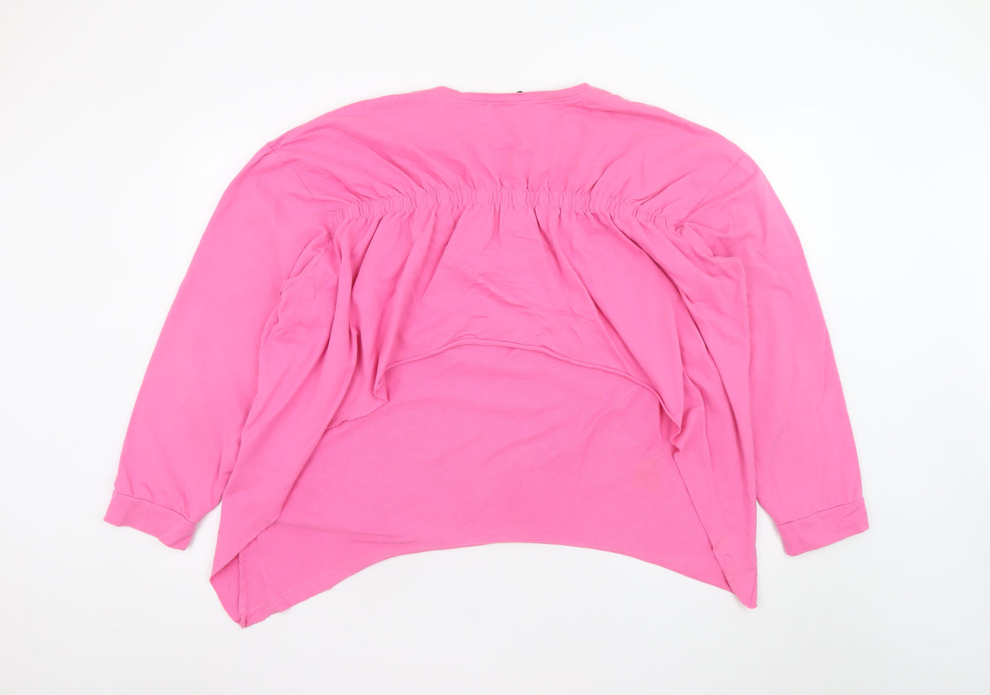 ZARA Trafaluc Women Pink Long Sleeve Cotton Basic T-Shirt L