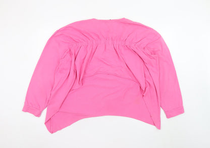ZARA Trafaluc Women Pink Long Sleeve Cotton Basic T-Shirt L