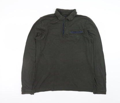 Barbour Men's Green Long Sleeve Cotton Polo Shirt Size S