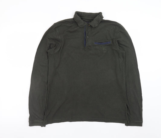 Barbour Men's Green Long Sleeve Cotton Polo Shirt Size S