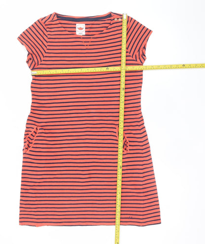 Mantaray Women’s Orange Stripe Cotton T-Shirt Dress Size 12