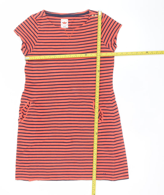 Mantaray Women’s Orange Stripe Cotton T-Shirt Dress Size 12