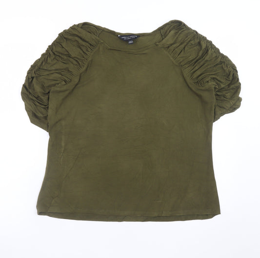Dorothy Perkins Women Green Size 16 Puff Sleeve Tunic Blouse