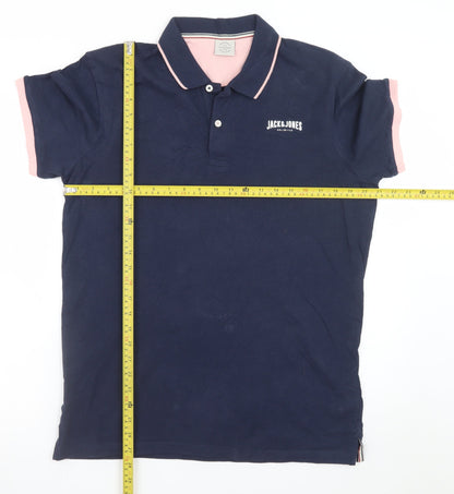 Jack & Jones Originals Men's Navy Polo Shirt M Cotton Classic Fit