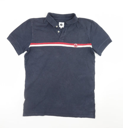 Pretty Green Men's Navy Blue Short Sleeve Cotton Polo Shirt Size S