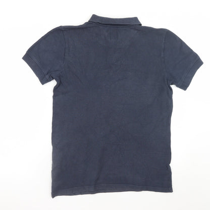 Pretty Green Men's Navy Blue Short Sleeve Cotton Polo Shirt Size S
