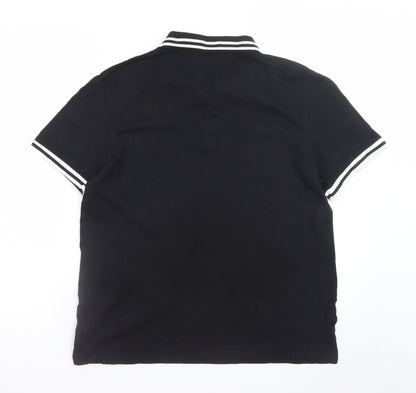 ASOS Design Men's Black Polo Shirt M Cotton Short Sleeve Tipped Collar