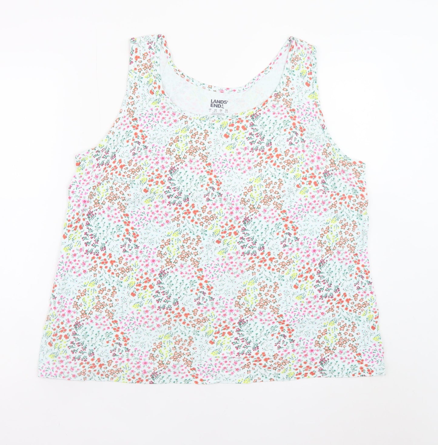 Lands' End Women's Multicoloured Floral Cotton Tank Top Plus Size 20
