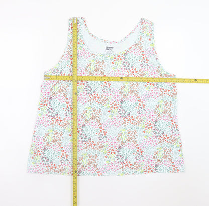 Lands' End Women's Multicoloured Floral Cotton Tank Top Plus Size 20