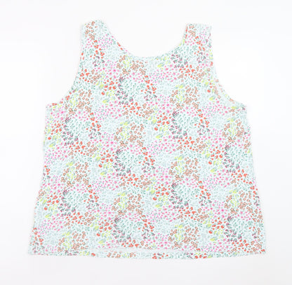 Lands' End Women's Multicoloured Floral Cotton Tank Top Plus Size 20