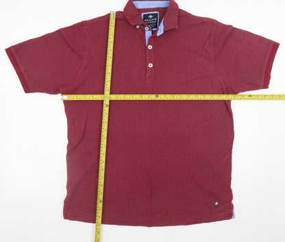 Baileys Men’s Red Polka Dot Cotton Short Sleeve Polo Shirt Size L
