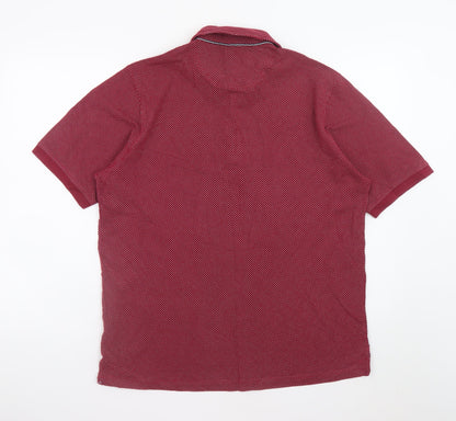 Baileys Men’s Red Polka Dot Cotton Short Sleeve Polo Shirt Size L