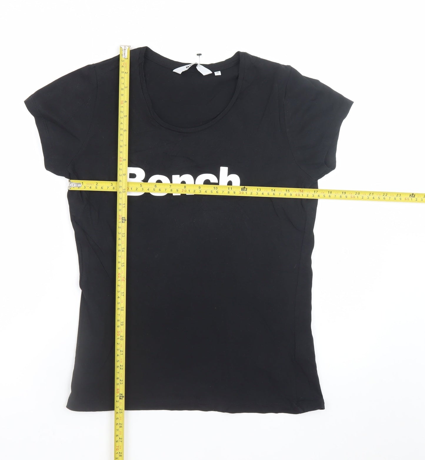 Bench Women's Black Cotton Crew Neck Short Sleeve T-Shirt Size 14