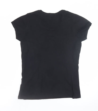 Bench Women's Black Cotton Crew Neck Short Sleeve T-Shirt Size 14