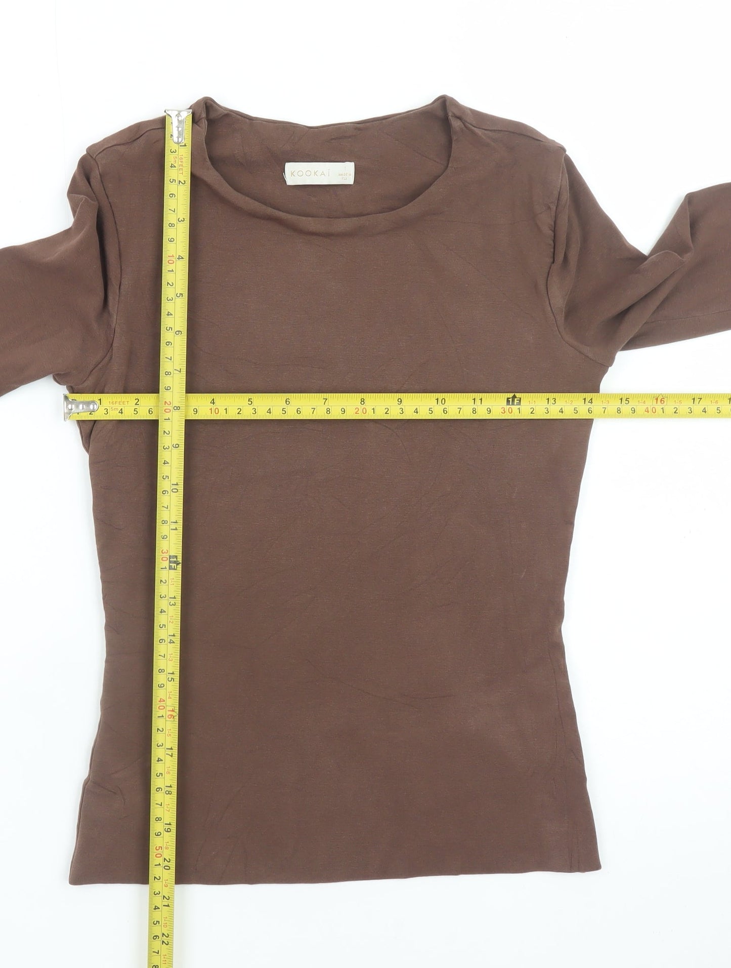 Kookai Women Brown Long Sleeve Basic Stretch Jersey Top S