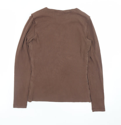 Kookai Women Brown Long Sleeve Basic Stretch Jersey Top S