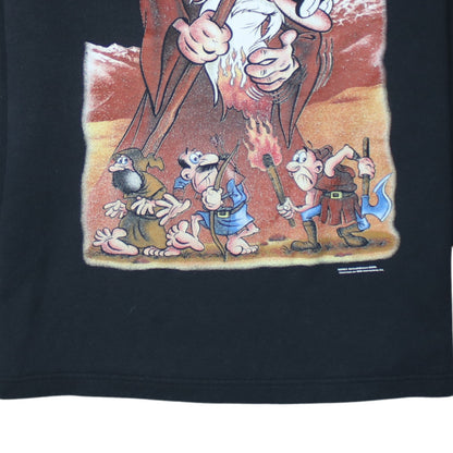 Fruit of the Loom Mens Black Graphic Funny Cartoon Sweatshirt L