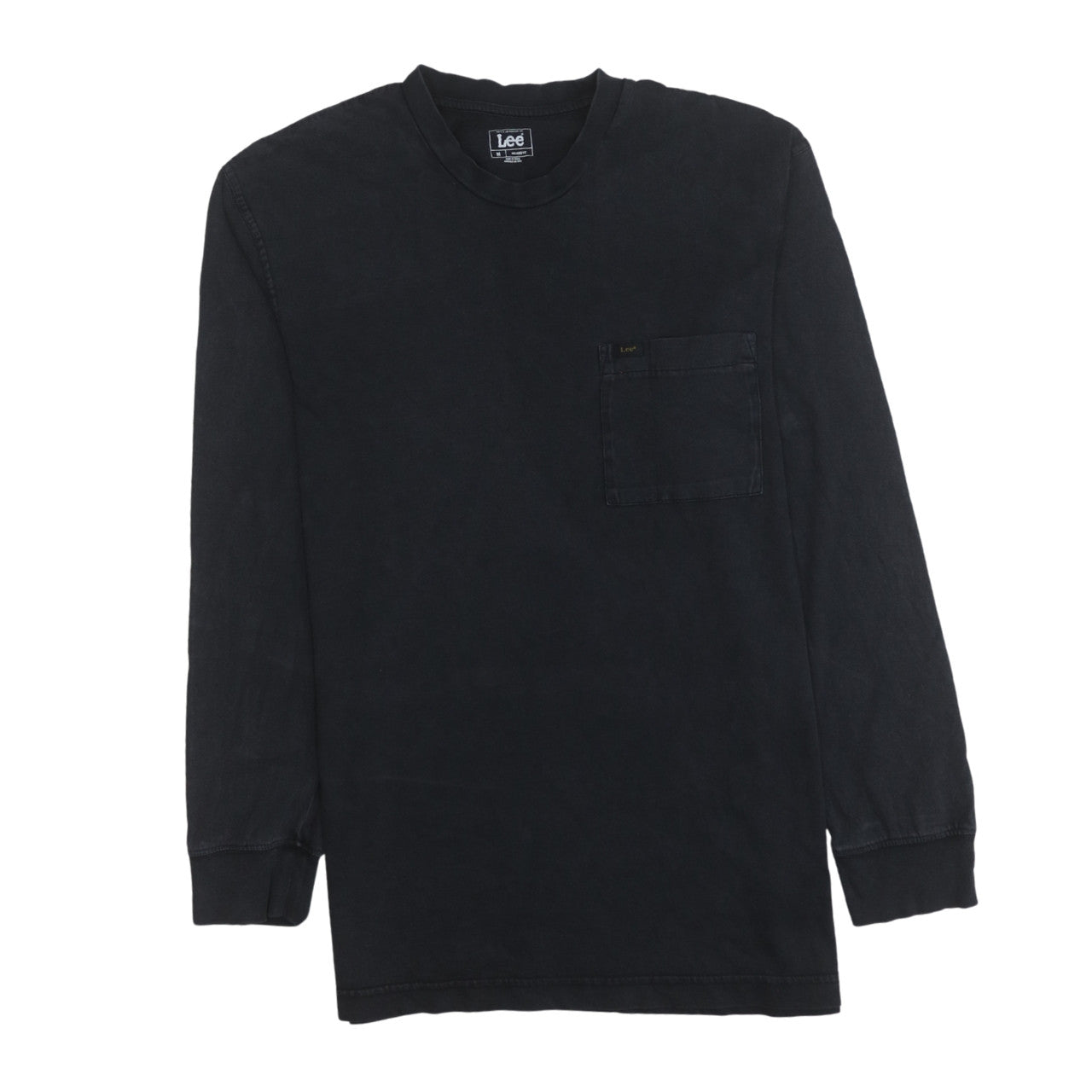 Lee Men's Black Cotton Long Sleeve Crew Neck Relaxed Fit T-Shirt M