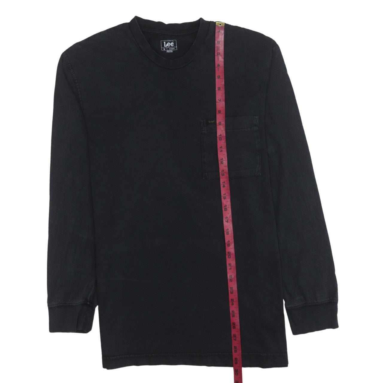 Lee Men's Black Cotton Long Sleeve Crew Neck Relaxed Fit T-Shirt M