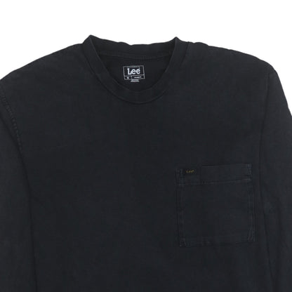 Lee Men's Black Cotton Long Sleeve Crew Neck Relaxed Fit T-Shirt M