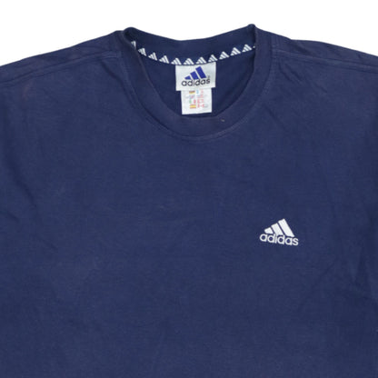 Adidas Men Blue Crew Neck Short Sleeve Cotton Sports T-Shirt M