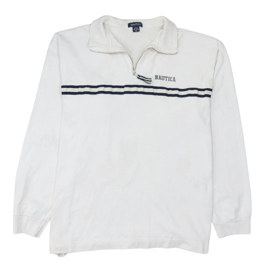 Nautica Men's White XL 1/2 Zip Collared Cotton Sweatshirt