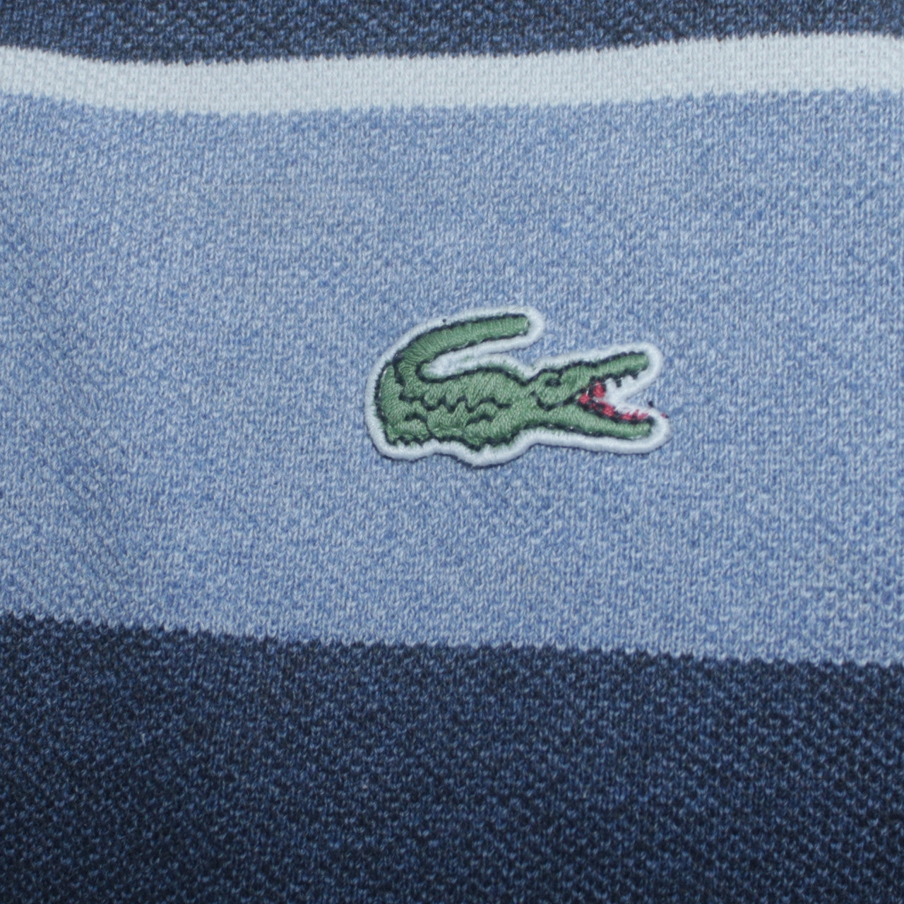 Lacoste Men's Blue Striped Long Sleeve Collared Cotton Polo - Size L
