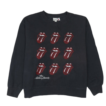 H&M Women Black Rolling Stones Logo Sweatshirt XL Cotton Blend