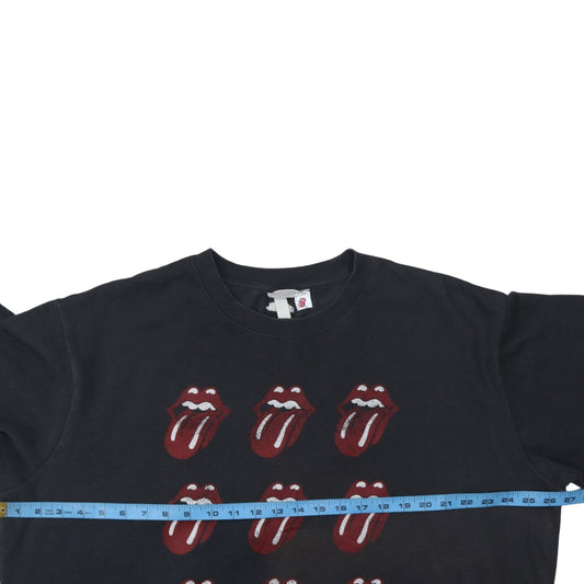 H&M Women Black Rolling Stones Logo Sweatshirt XL Cotton Blend