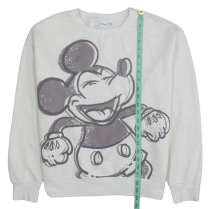 Disney Primark Women White Mickey Mouse Pullover Sweatshirt Size S 10/12