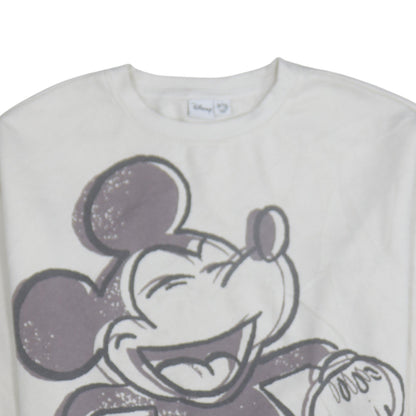 Disney Primark Women White Mickey Mouse Pullover Sweatshirt Size S 10/12