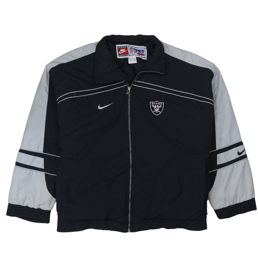 Nike Men’s Black Raiders Windbreaker Jacket L Sports Vintage