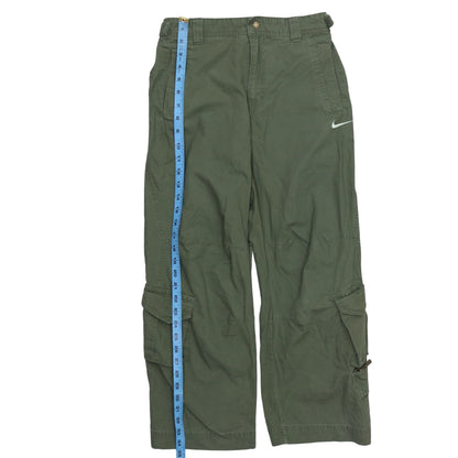 Nike Boys Green Cargo Trousers M Regular Fit Cotton Casual