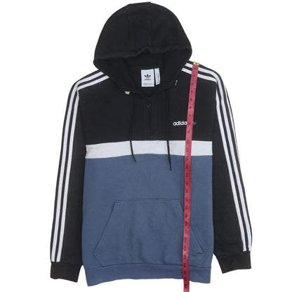 Adidas Men's Black Blue 1/2 Zip Hoodie M Regular Fit