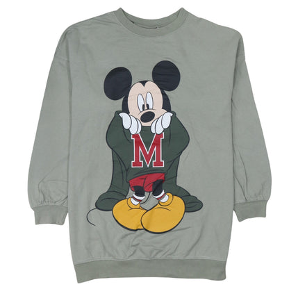 H&M Disney Women's Khaki Mickey Mouse Cotton Pullover Sweatshirt Size S