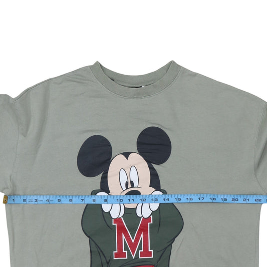 H&M Disney Women's Khaki Mickey Mouse Cotton Pullover Sweatshirt Size S