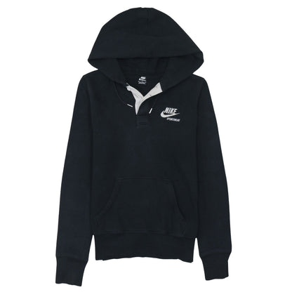 Nike Sportswear Women's Black Henley Hoodie Size M Cotton Blend