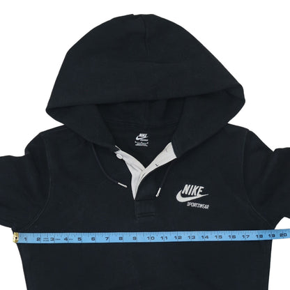 Nike Sportswear Women's Black Henley Hoodie Size M Cotton Blend