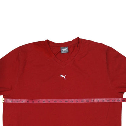 Puma Men's Red V-Neck Short Sleeve T-Shirt XL Classic Cotton