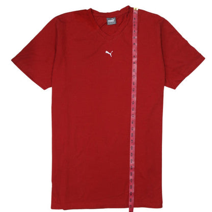 Puma Men's Red V-Neck Short Sleeve T-Shirt XL Classic Cotton