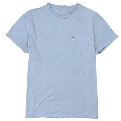 Tommy Hilfiger Men Blue Cotton Crew Neck Pocket T-Shirt Size S