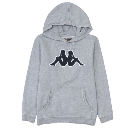 Kappa Boys Grey Hooded Pullover Sweatshirt 12 Years Logo Fleece
