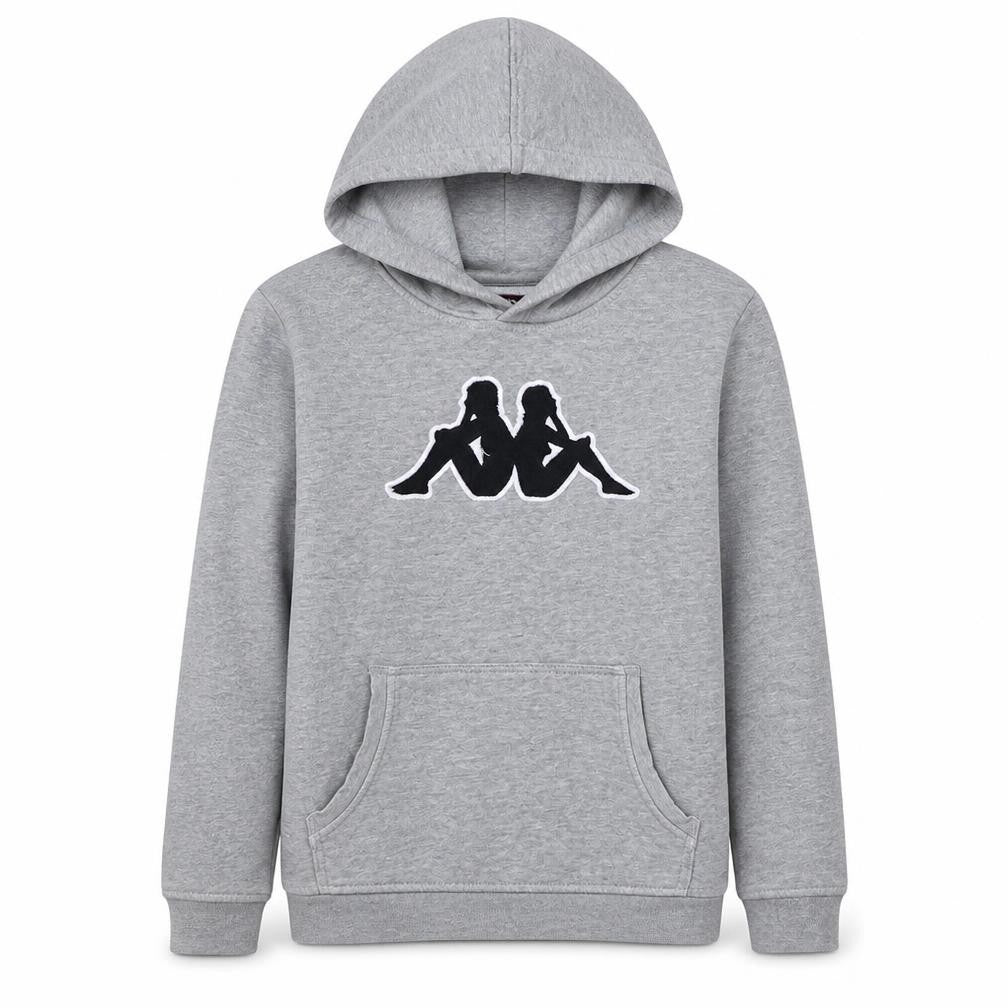 Kappa Boys Grey Hooded Pullover Sweatshirt 12 Years Logo Fleece