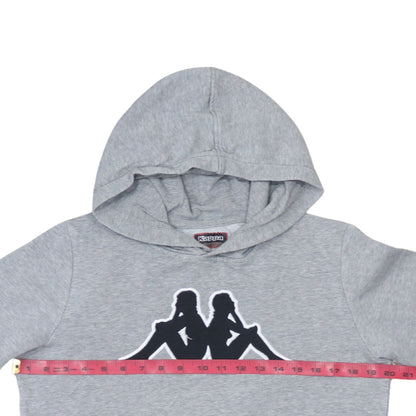 Kappa Boys Grey Hooded Pullover Sweatshirt 12 Years Logo Fleece