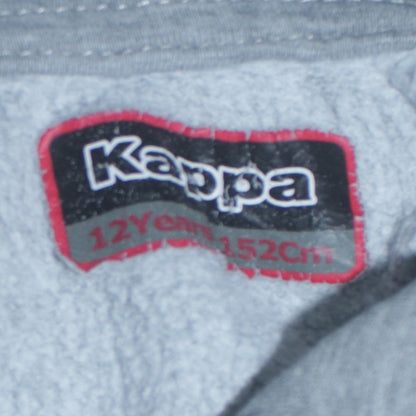 Kappa Boys Grey Hooded Pullover Sweatshirt 12 Years Logo Fleece