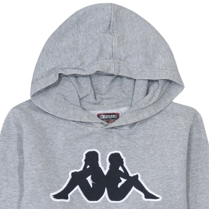 Kappa Boys Grey Hooded Pullover Sweatshirt 12 Years Logo Fleece